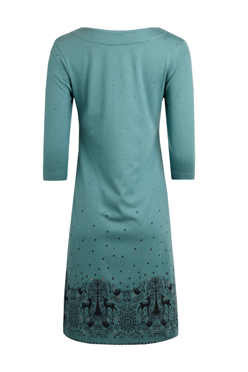 Weirdfish Cortina Organic Cotton Jersey Dress Womens in Stone Blue-3