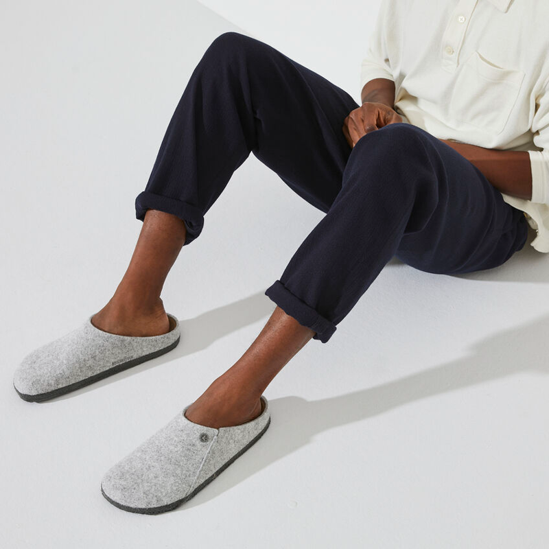 Birkenstock Zermatt Wool Felt Slipper in Light Grey-2