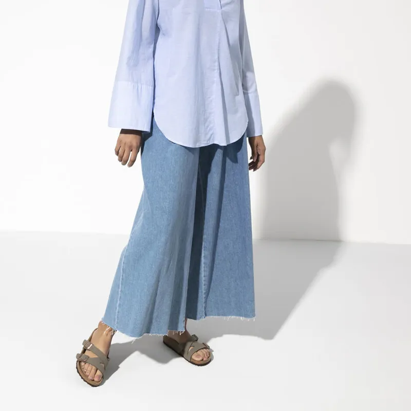 Birkenstock Yao Birko-Flor Nubuck Sandal Womens in Stone -1