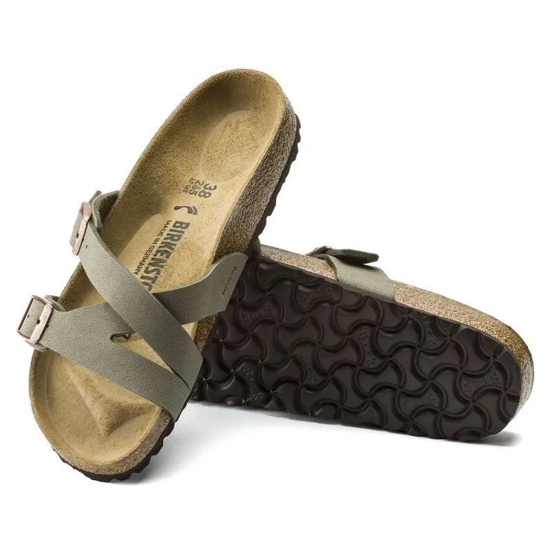 Birkenstock Yao Birko-Flor Nubuck Sandal Womens in Stone -3