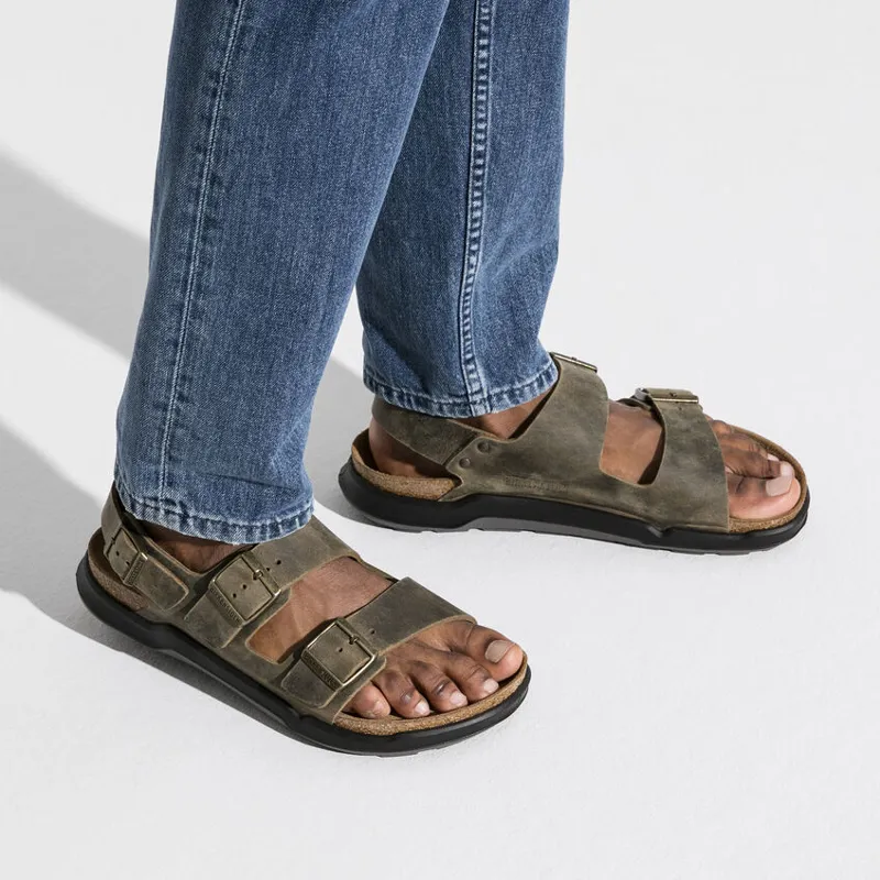 Birkenstock Milano Sandas Mens in Artic Old Faded Khaki-2