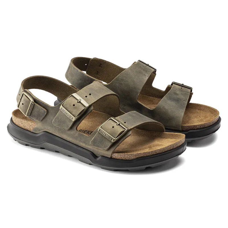 Birkenstock Milano Sandas Mens in Artic Old Faded Khaki-5