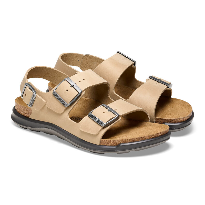 Birkenstock Milano Crosstown Sandals Womens in Oiled Leather Tobacco Brown-3