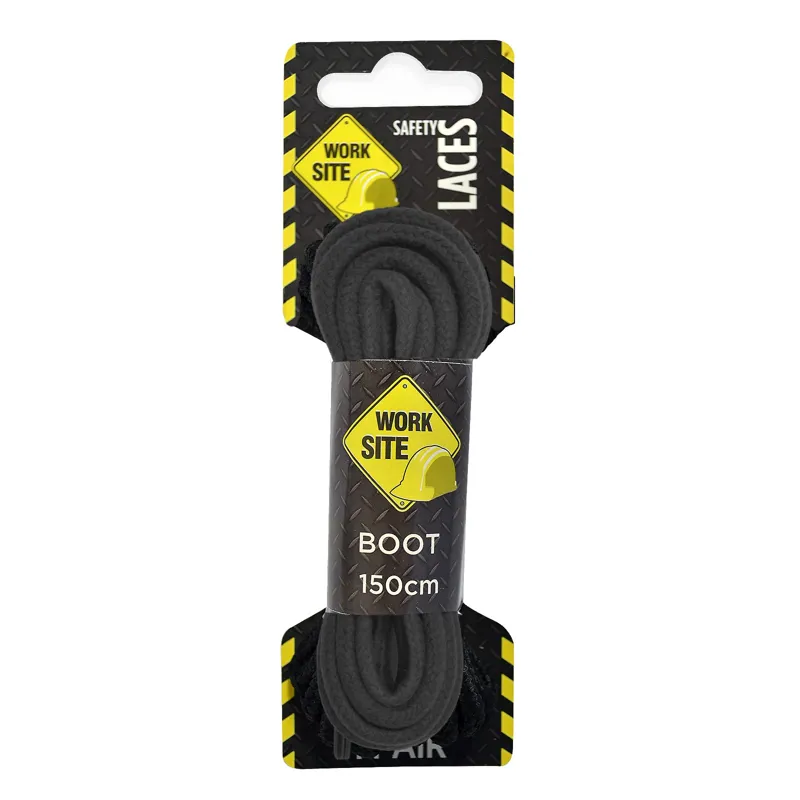 Worksite Laces 150cm in Black Wax Finish