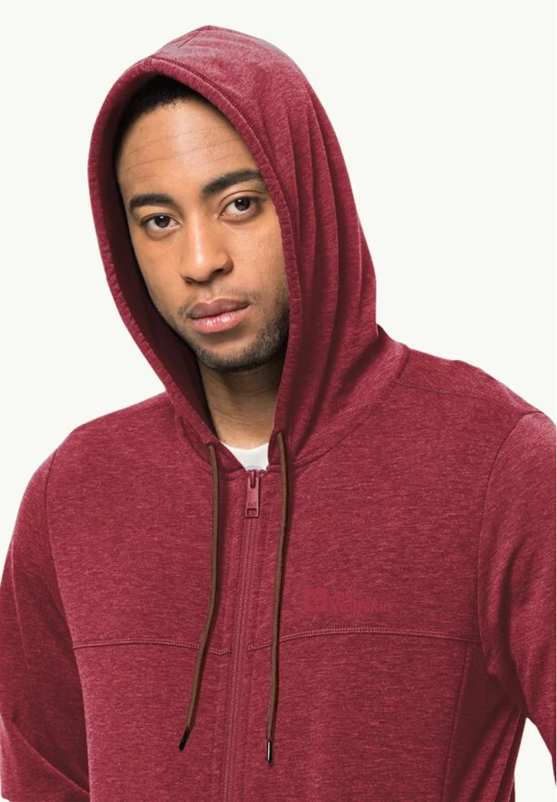 Jack Wolfskin Waldsee Hooded Jacket Mens in Deep Ruby-2