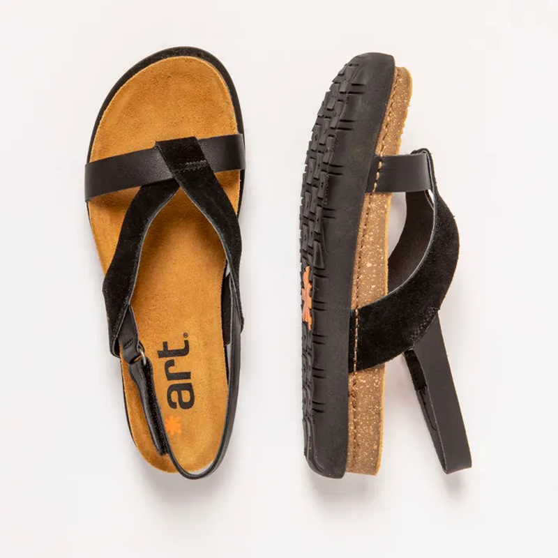 The Art Company 1718 Rhodes Sandals Womens in Nappa Silk Suede Black-3