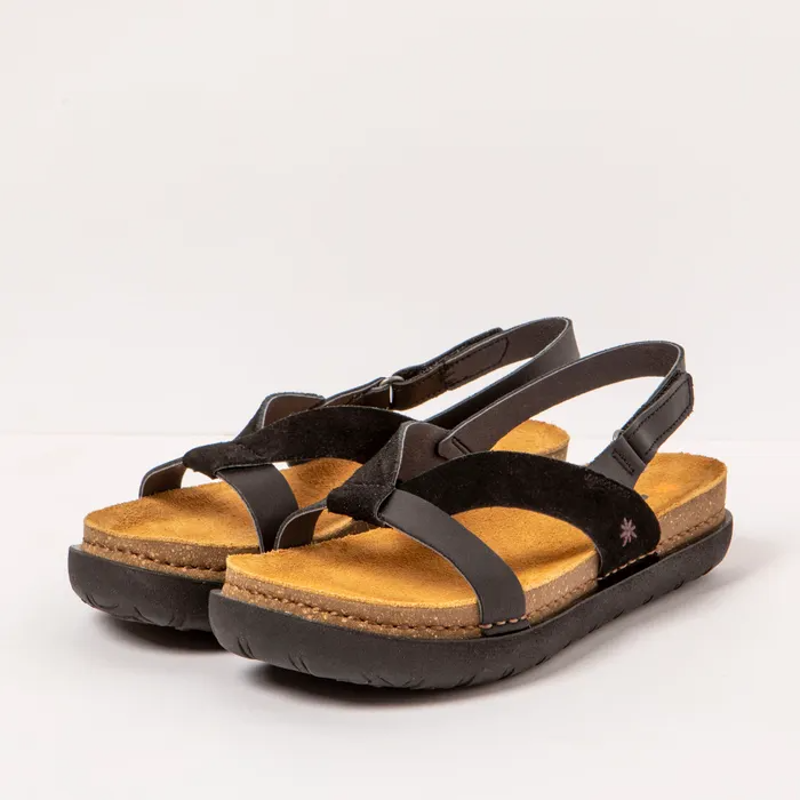 The Art Company 1718 Rhodes Sandals Womens in Nappa Silk Suede Black-1