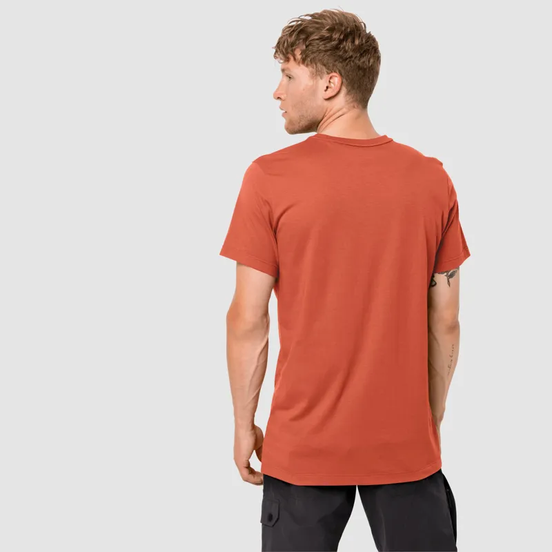 Jack Wolfskin Brand Logo Tee Mens in Saffron Orange-1