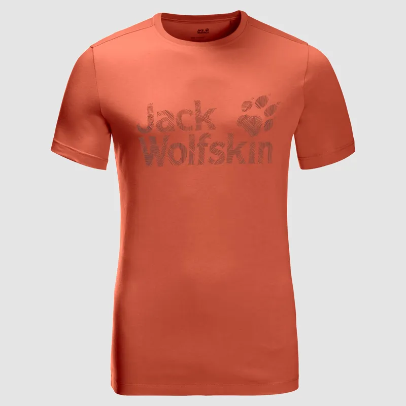Jack Wolfskin Brand Logo Tee Mens in Saffron Orange-2
