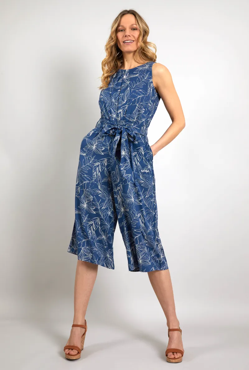 Weird Fish Nalani Printed Jumpsuit Womens in Ensign Blue
