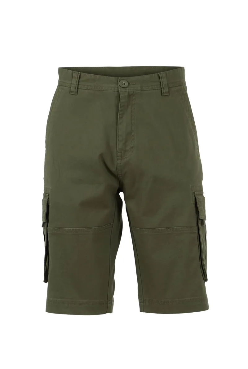 Weird Fish Rigney Organic Cargo Shorts Mens in Dark Olive
