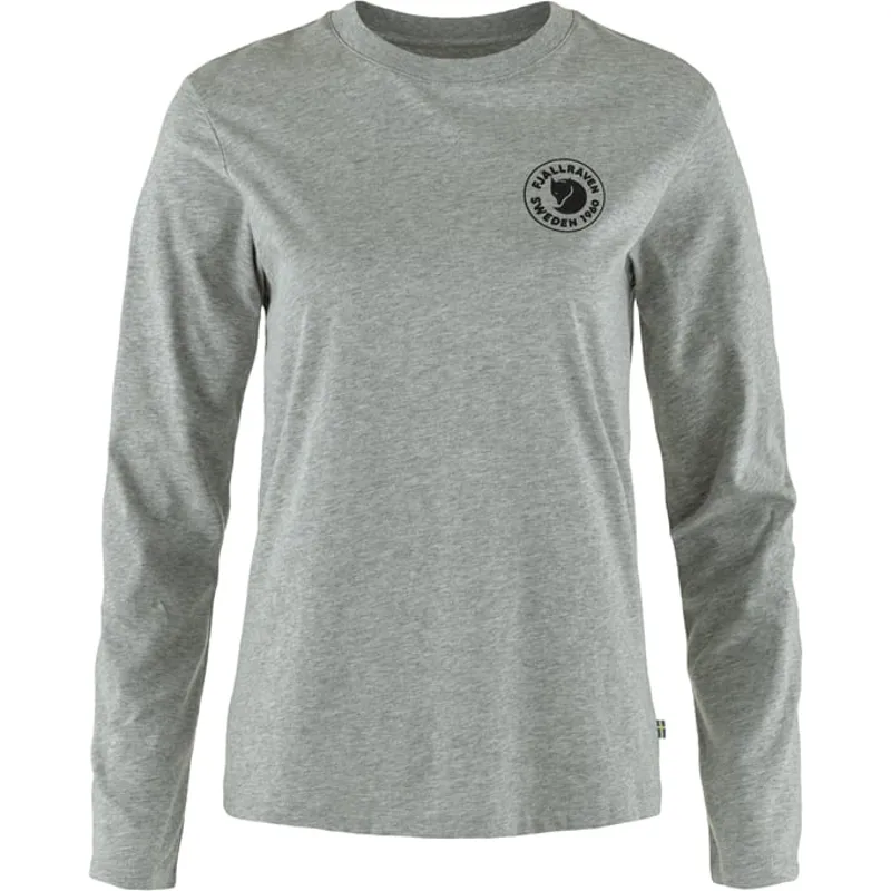Fjallraven 1960 Logo T-shirt Long Sleeved Womens in Grey-Melange