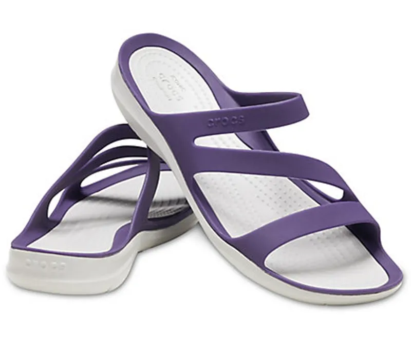 Crocs Swiftwater Sandal Womens in Mulberry and Pearl White -2