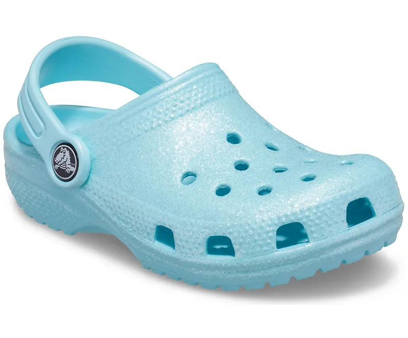 Crocs Classic Glitter Clog Kids in Ice Blue