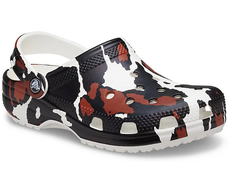 Crocs Classic Animal Print Clogs in Cow Print