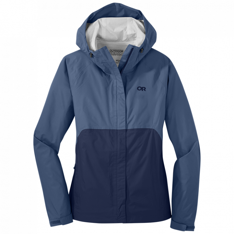Outdoor Research Apollo Rain Jacket Womens in Nimbus/Naval Blue