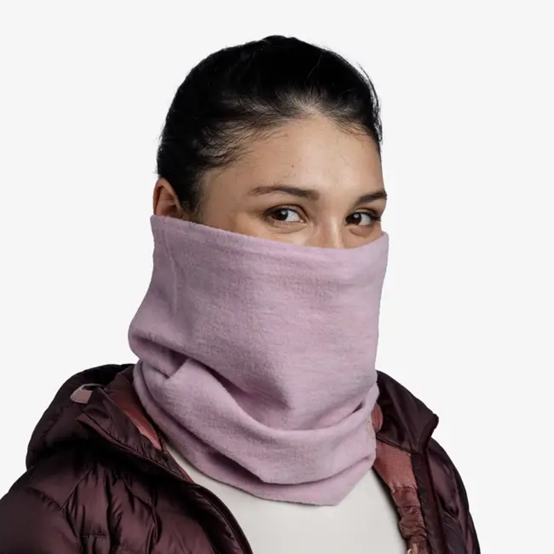 Buff Merino Fleece Neck Tube in Solid Lilac Sand-3