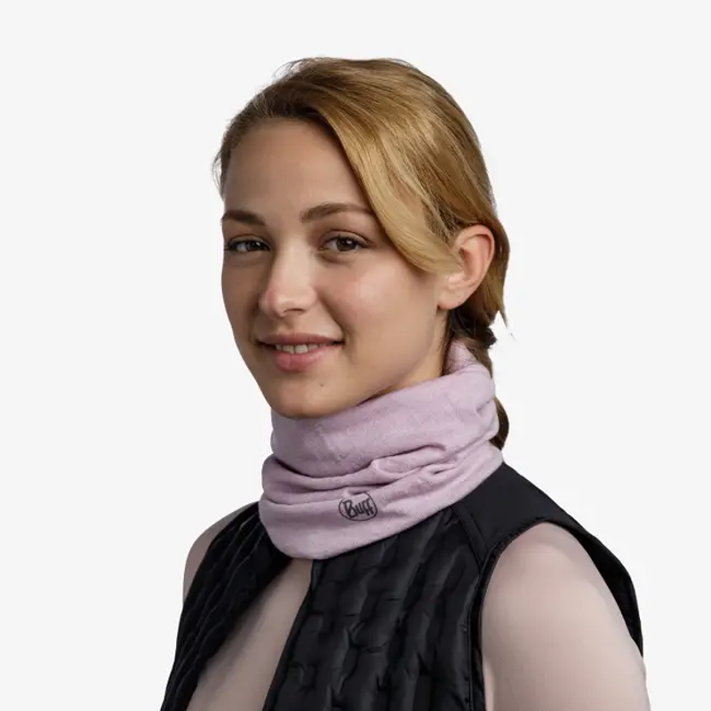 Buff Merino Midweight Neck Tube in Melange Lilac Sand-1