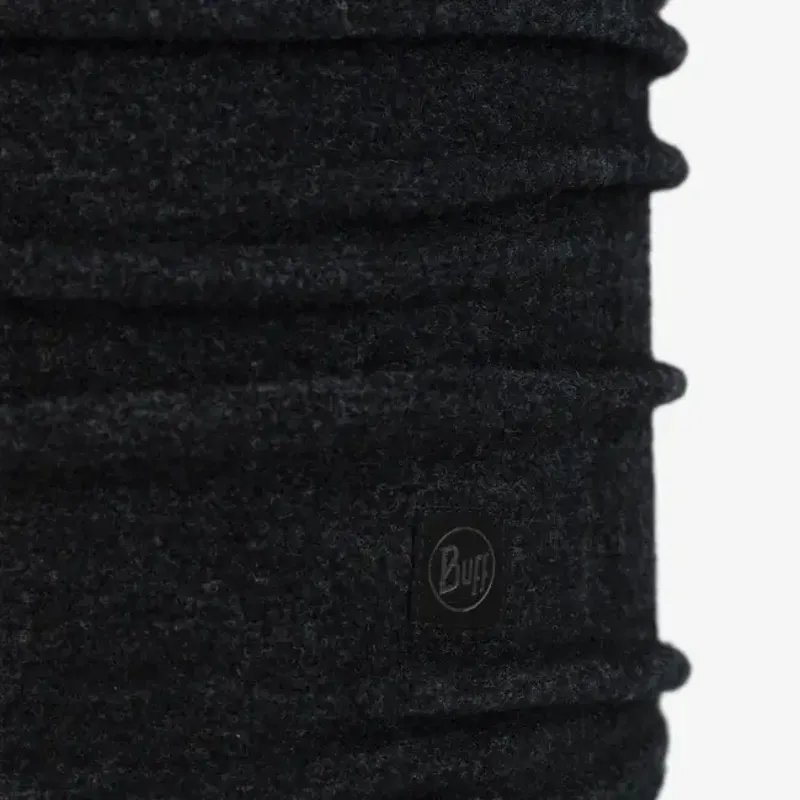 Buff Merino Fleece Neck Tube in Solid Black-2
