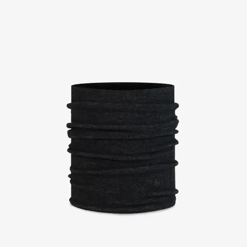 Buff Merino Fleece Neck Tube in Solid Black