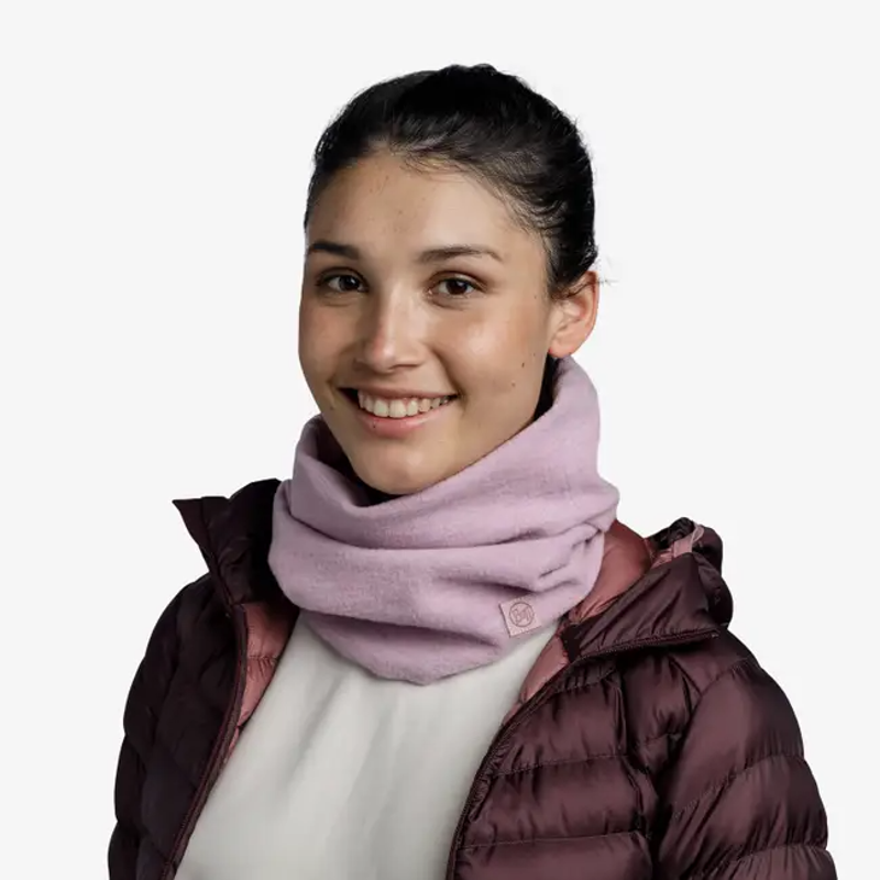 Buff Merino Fleece Neck Tube in Solid Lilac Sand-2