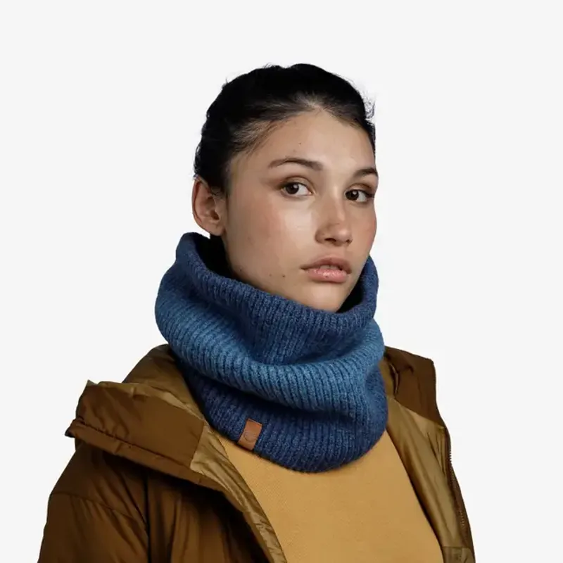 Buff Knitted Fleece Neck Warmer Marin in Denim-2