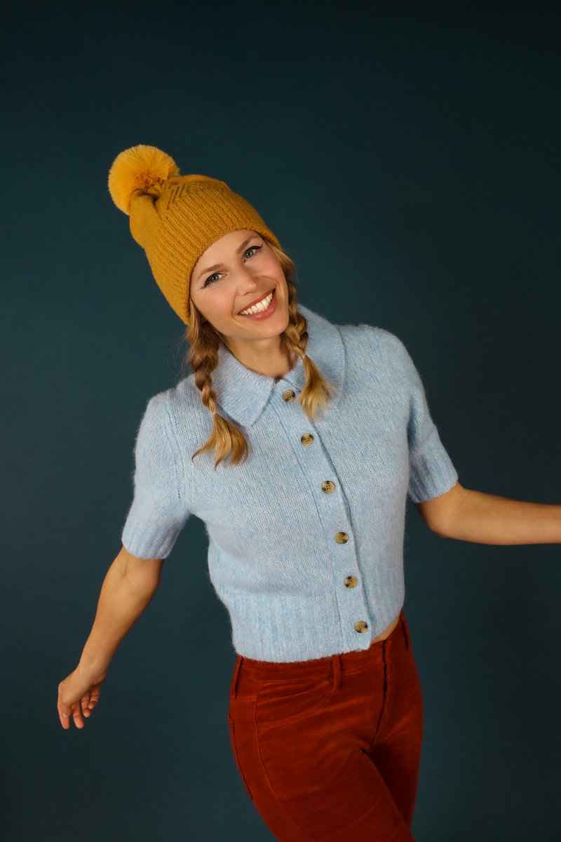 Powder Ingrid Bobble Hat in Mustard-1