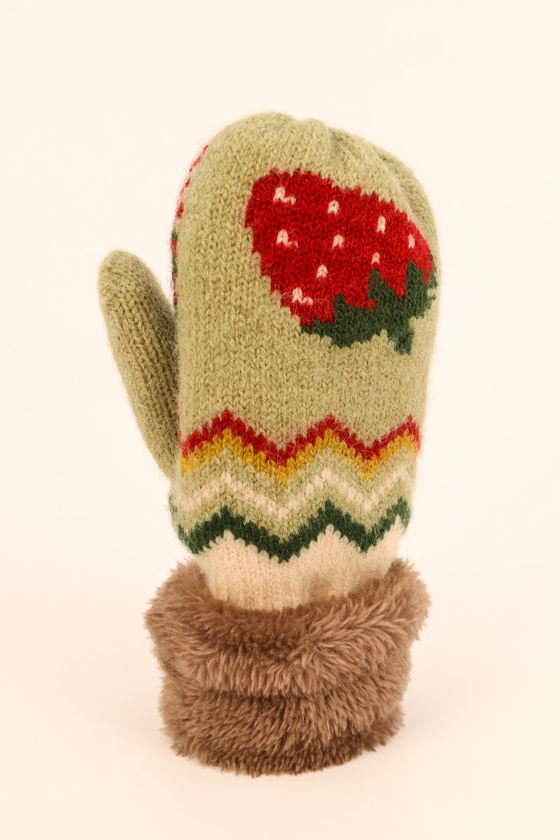 Powder Knitted Mittens Kids in Strawberry/Carrot-1