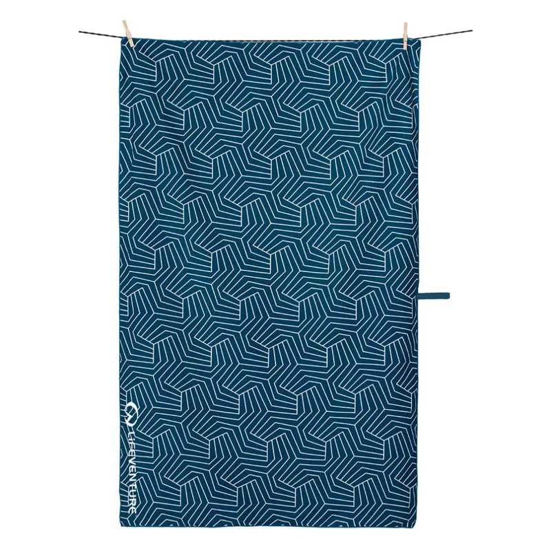 Lifeventure Recycled SoftFibre Giant Trek Towel Geometric Navy-1