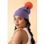 Powder Ingrid Bobble Hat in Lavender/Tangerine