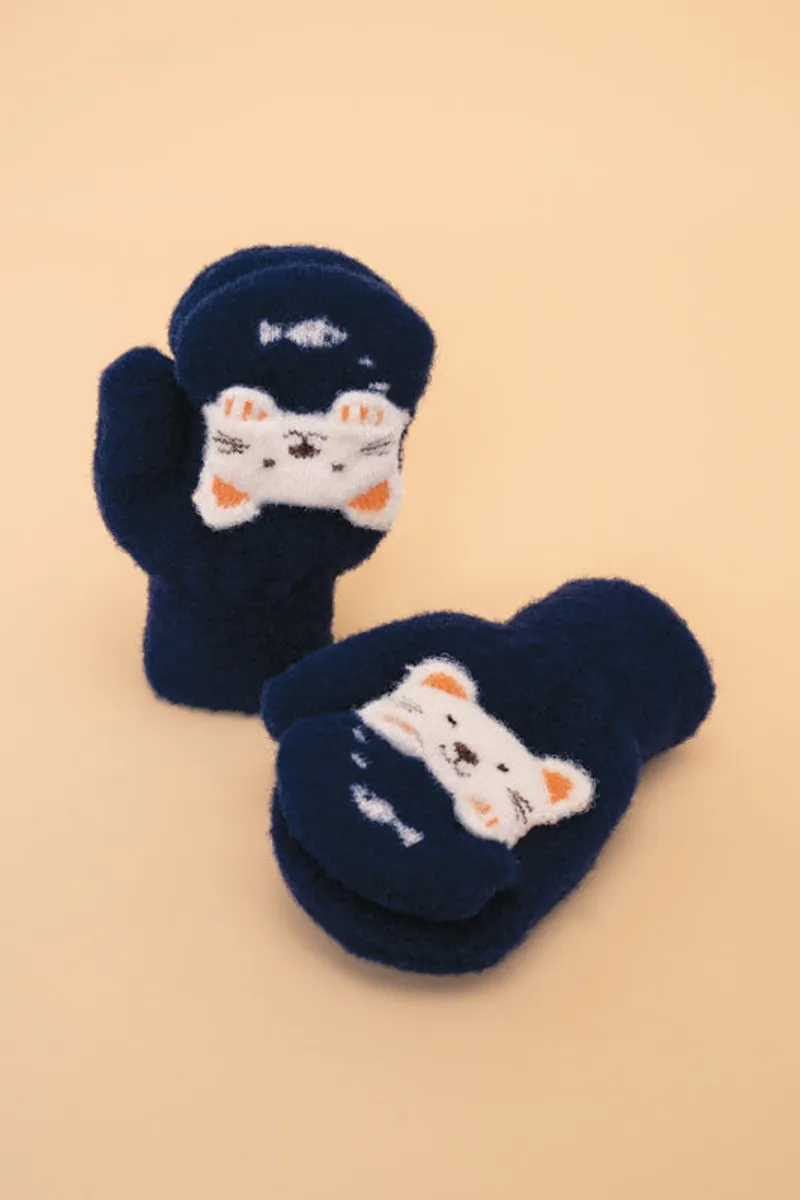 Powder Pals Mittens in Kitty Navy