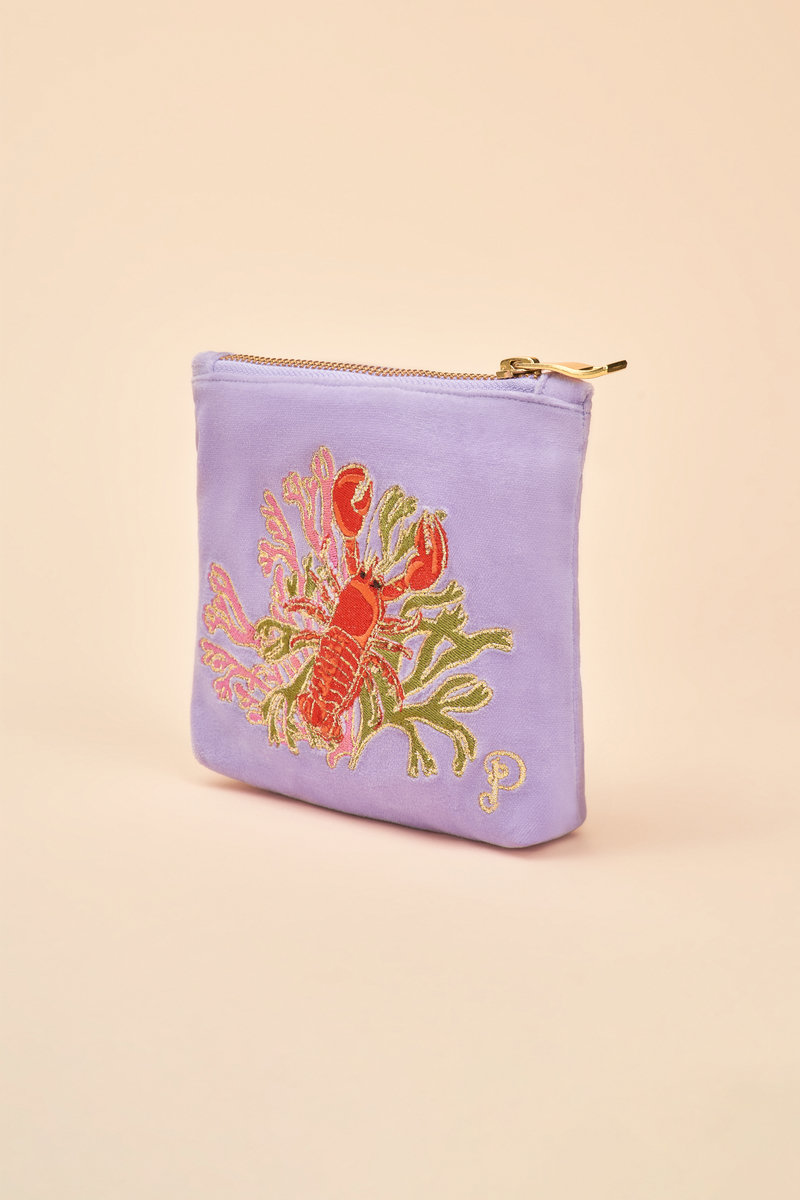 Powder Velvet Mini Pouch in Lobster Buddies Lavender-1