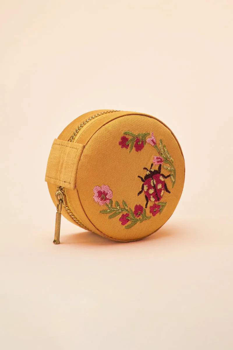 Powder Mini Round Jewellery Box Ladybird in Mustard