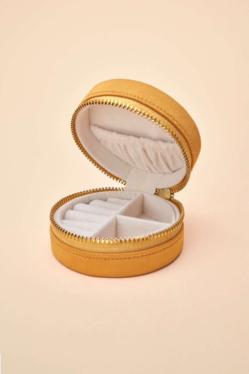 Powder Mini Round Jewellery Box Ladybird in Mustard-1