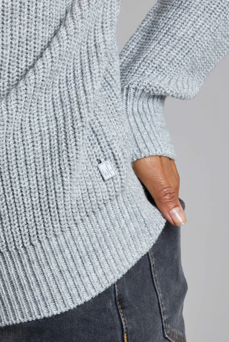 Weirdfish Koko Jumper Womens in Grey Marl-4