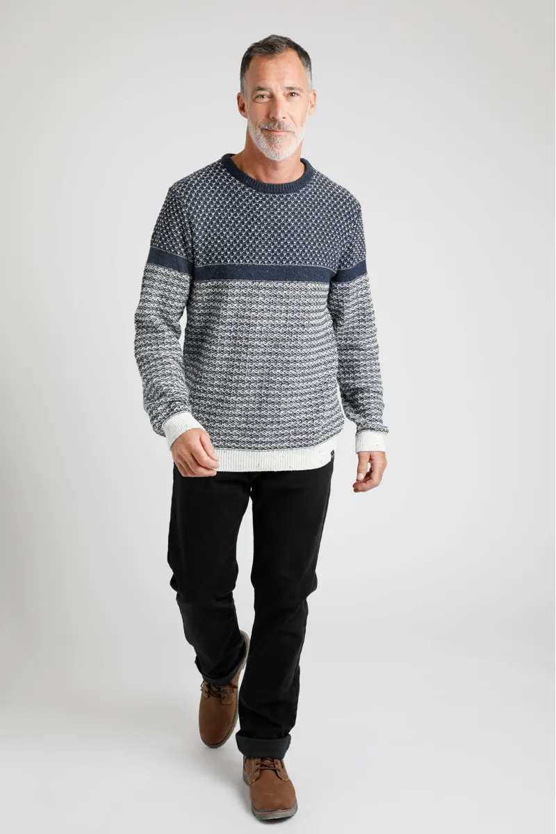 Weirdfish Ralph Nordic Pattern Knitted Jumper Mens in Ecru-2