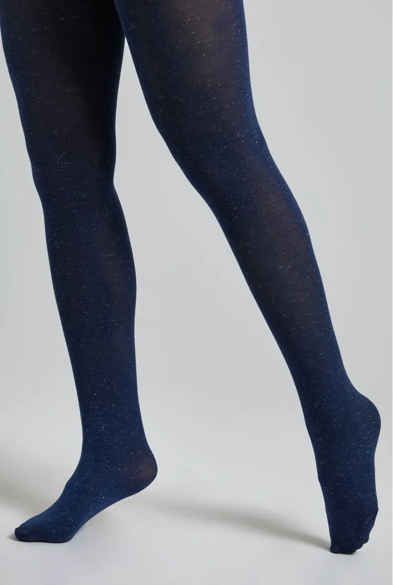 Weirdfish Crissy Sparkle tights Womens in Navy