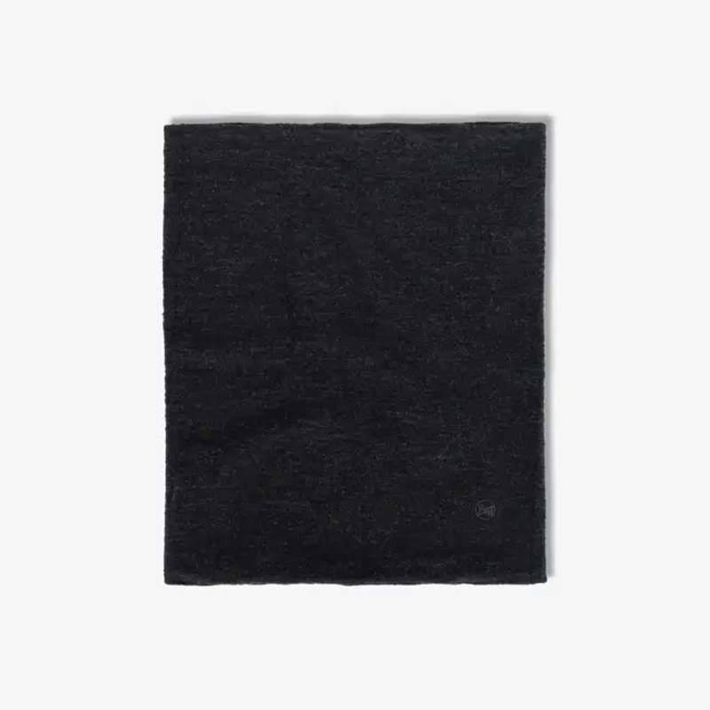 Buff Merino Fleece Neck Tube in Solid Black-1
