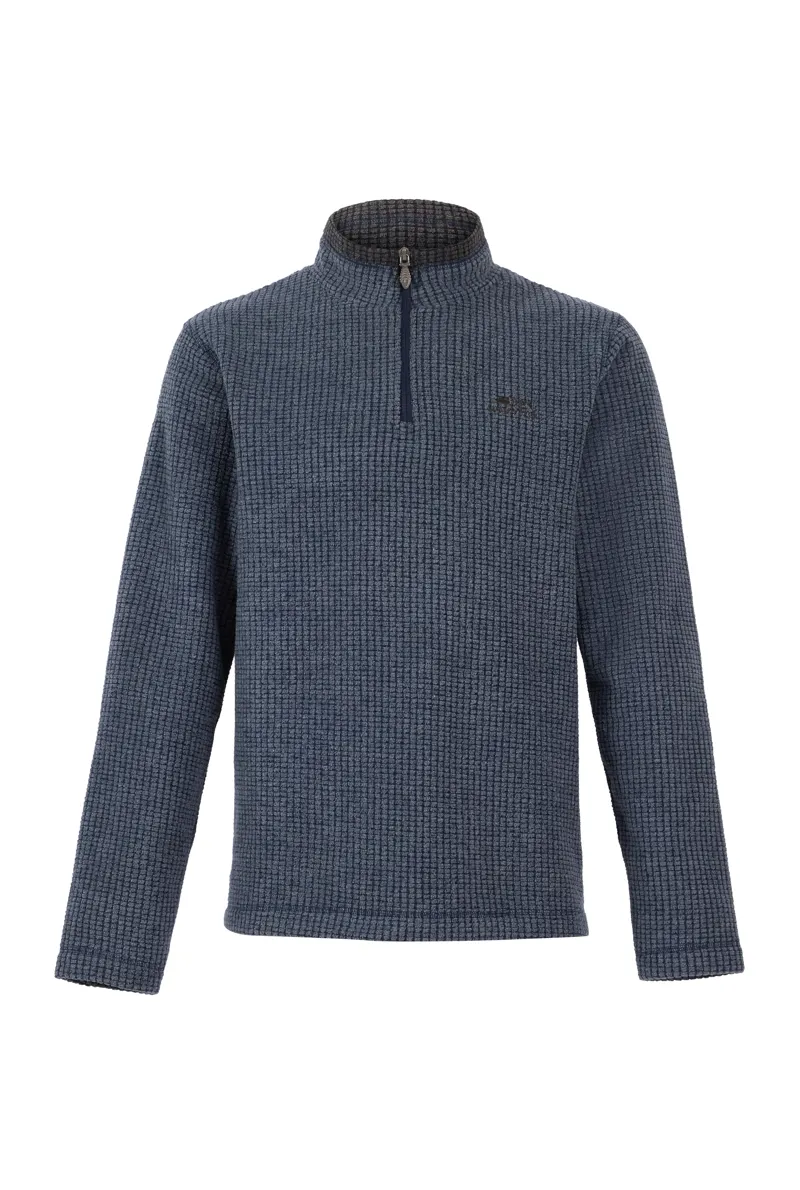 Weirdfsih Newark Eco 1/4 Zip Grid Fleece Mens in Washed Black-2