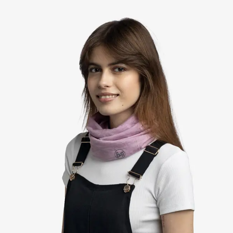 Buff Lightweight Merino Neck Tube in Solid Pansy -2