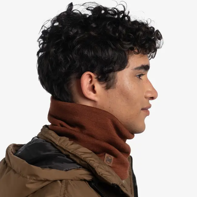 Buff Merino Heavyweight Neck Tube in Solid Sienna-2