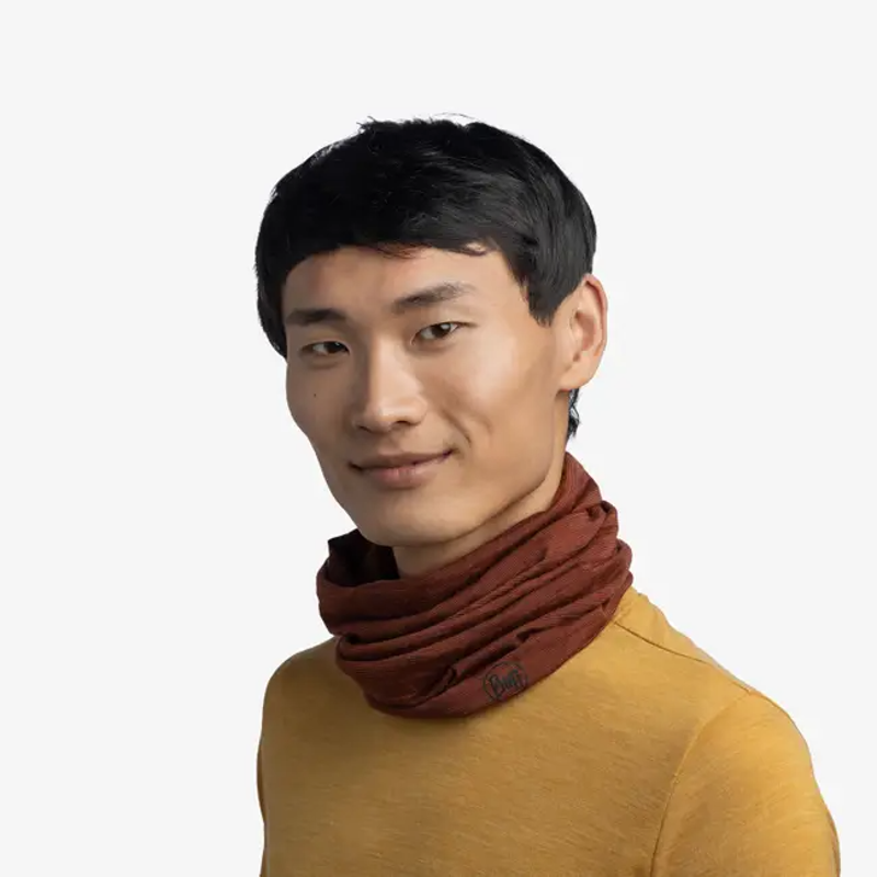 Buff Lightweight Merino Neck Tube in Multistripes Terracotta-2