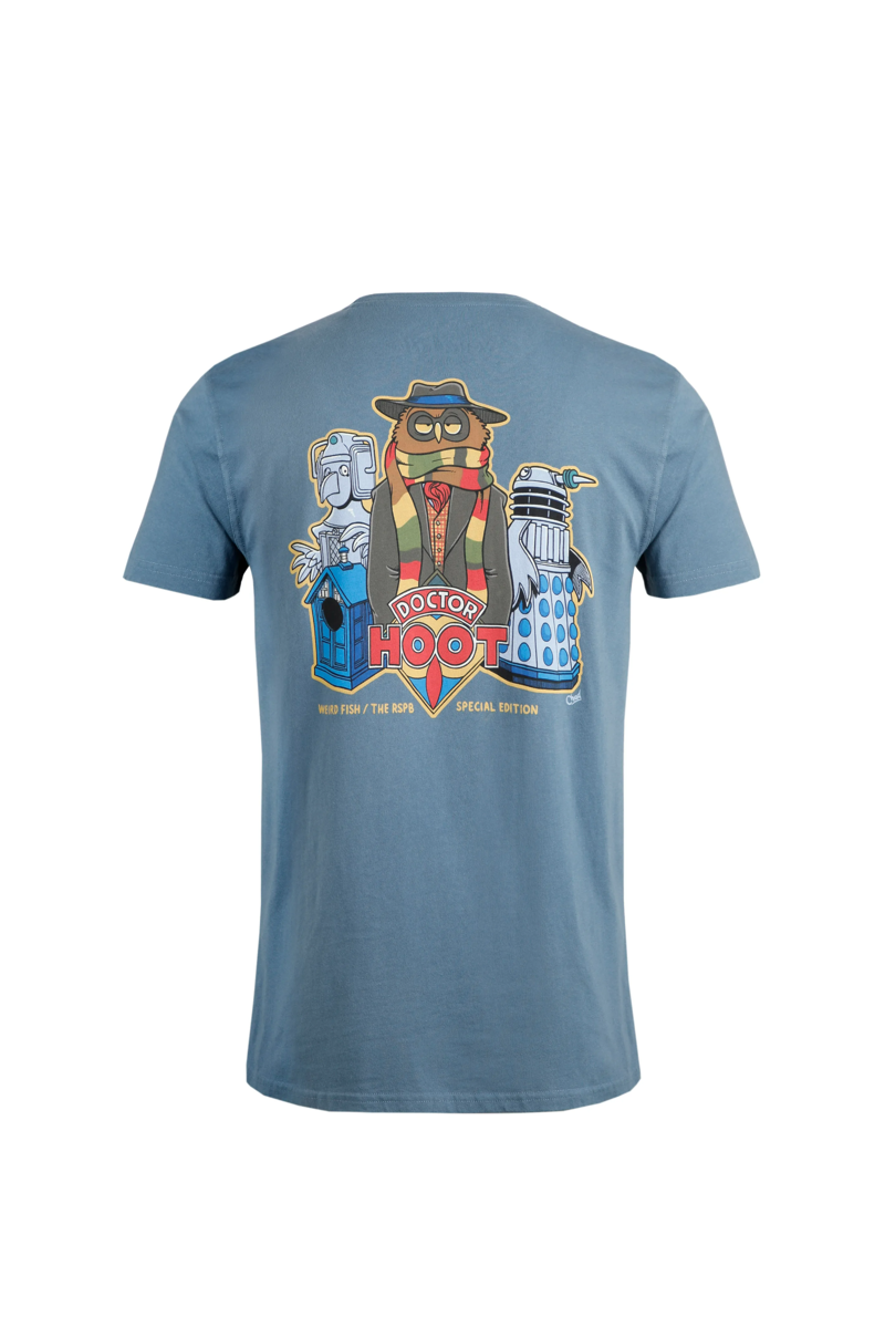Weird Fish Doctor Hoot T-Shirt Mens in Blue Mirage