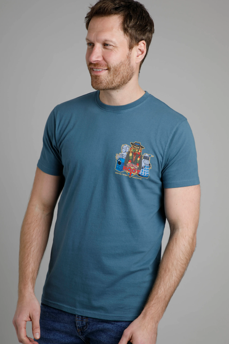 Weird Fish Doctor Hoot T-Shirt Mens in Blue Mirage-2