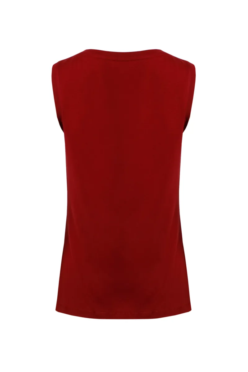 Weird Fish Calle Tank Top Womens in Garnet-2