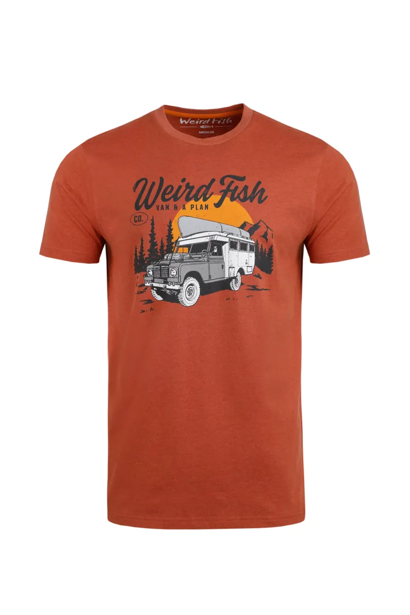 Weird Fish Van Life  T-Shirt Mens in Baked Clay