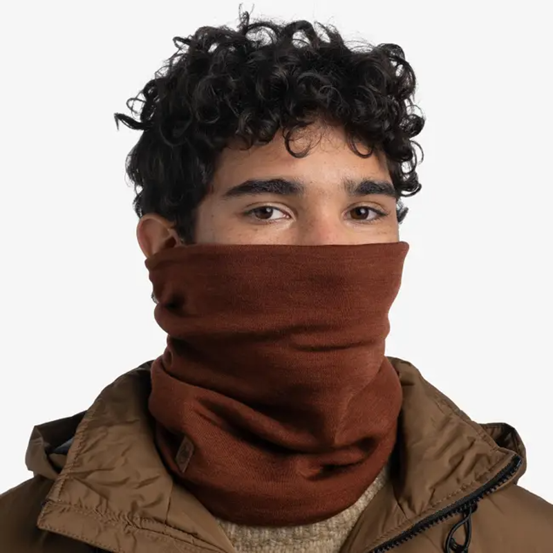 Buff Merino Heavyweight Neck Tube in Solid Sienna-3