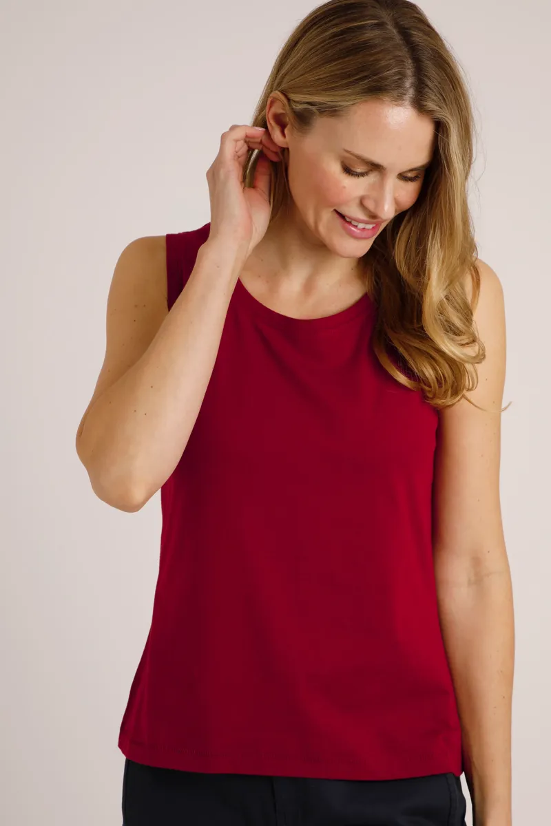 Weird Fish Calle Tank Top Womens in Garnet-4