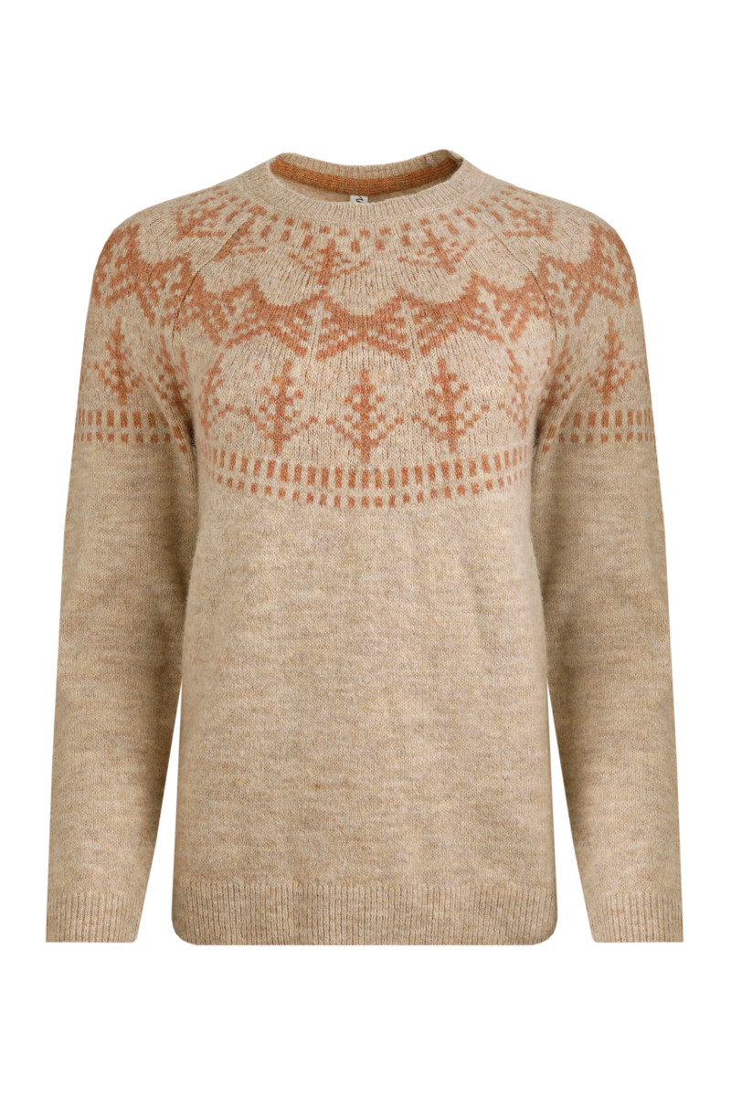 Weirdfish Asteria Eco Fair Isle Jumper Womens in Chalk-2