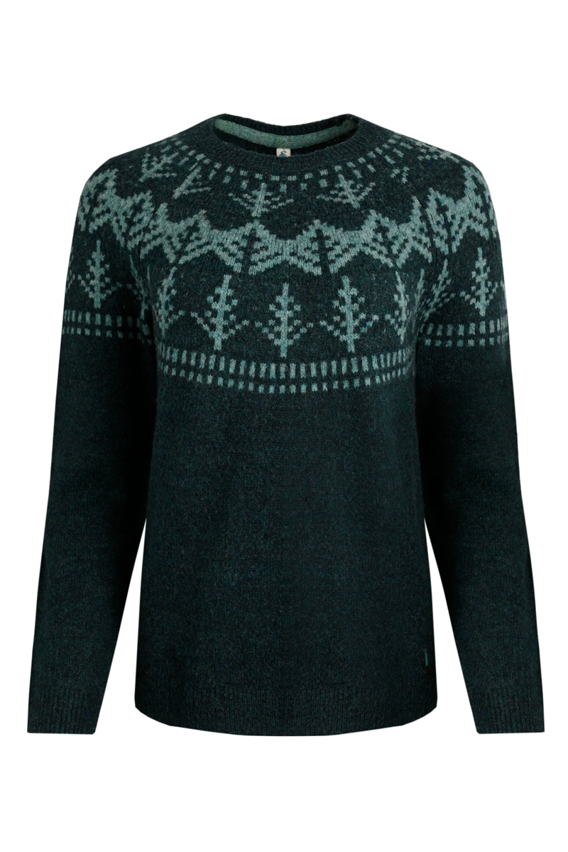 Weirdfish Asteria Eco Fair Isle Jumper Womens in Ivy-2